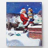 Kerstman brengt boeken op kerstavond fotoplaat (Voorkant)