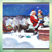 Kerstman brengt boeken op kerstavond raamsticker (Vel 3)