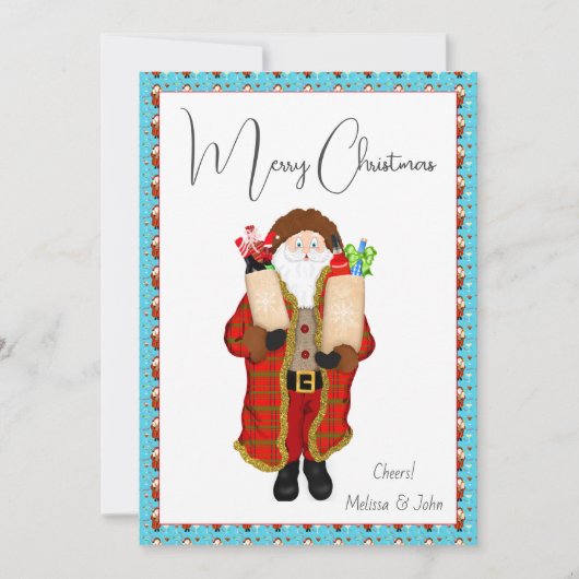 Kerstman brengt de drank kerst feestdagenkaart (Voorkant)