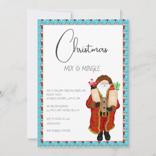 Kerstman brengt de drank kerst kaart (Voorkant)