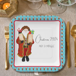 Kerstman brengt de drank kerst papieren bordje