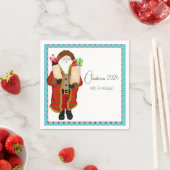 Kerstman brengt de drank kerst servet (Insitu)