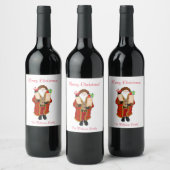 Kerstman brengt de drank kerst wijn etiket (Flessen)
