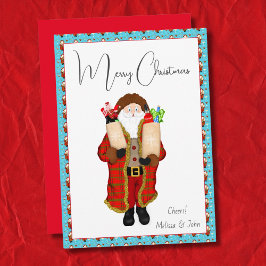 Kerstman brengt de drank Kerstmis Feestdagenkaart