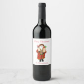 Kerstman brengt de drank Kerstmis  Wijn Etiket (Voorkant)