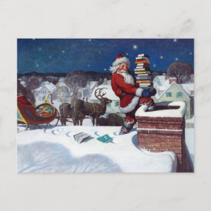 Kerstman brengt een lading boeken bezorgt door Wye Briefkaart