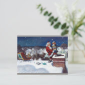 Kerstman brengt een lading boeken bezorgt door Wye Briefkaart (Staand voorkant)