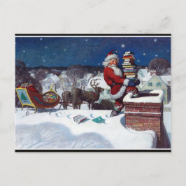 Kerstman brengt een lading boeken bezorgt door Wye Briefkaart