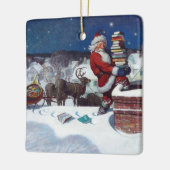 Kerstman brengt een lading boeken door Wyeth Keramisch Ornament (Links)
