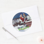 Kerstman brengt een lading boeken door Wyeth Ronde Sticker (Envelop)