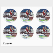 Kerstman brengt een lading boeken door Wyeth Ronde Sticker (Vel)