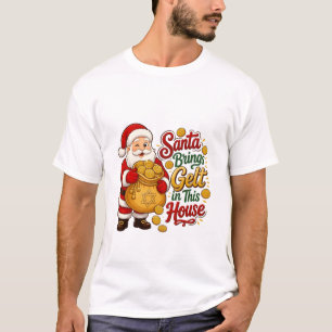 Kerstman brengt gelt in dit huis Christmukkah Jood T-shirt