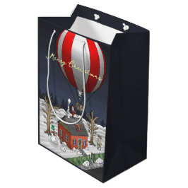 Kerstman brengt kerstcadeaus medium cadeauzakje