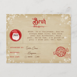 Kerstman Brief aan Teen Kerstmis Telegram Feestdagenkaart