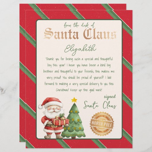 Kerstman Brief Knuffel Rendier Print (Voorkant / Achterkant)