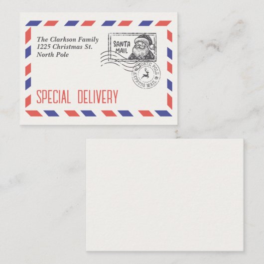 KERSTMAN BRIEFJE POLE EXPRESS MAIL INFORMATIEKAARTJE (Voorkant / Achterkant)