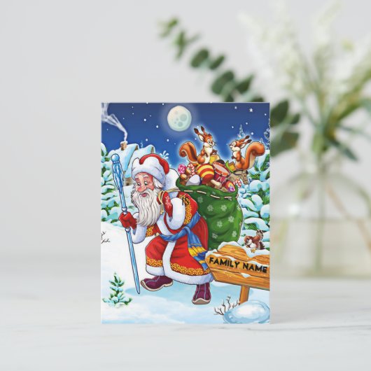 kerstman briefkaart (Staand voorkant)