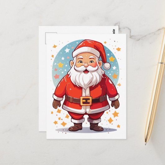 Kerstman Briefkaart (Voorkant / Achterkant in situ)