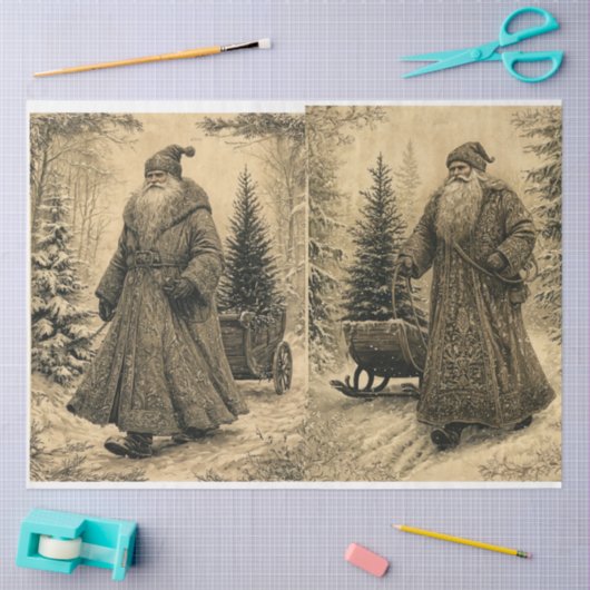  Kerstman - bruinen/beiges Tissuepapier (Craft)