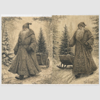 Kerstman - bruinen/beiges Tissuepapier