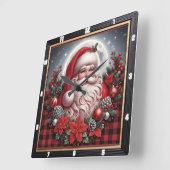 Kerstman Buffalo Plaid Vierkante Klok (Hoek)