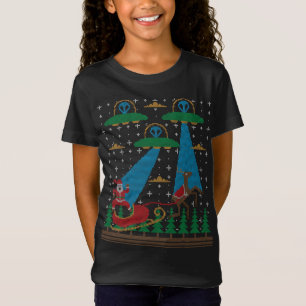 Kerstman buitenaardse invasie ruimte UFO lelijke K T-shirt