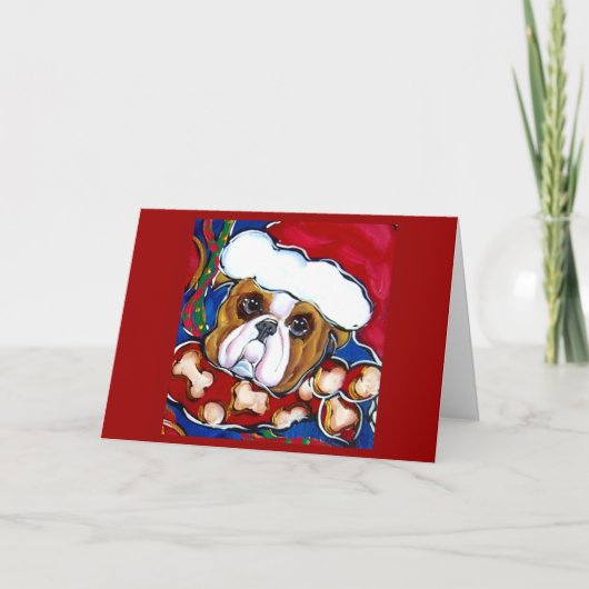 Kerstman Bulldog Feestdagen Kaart (Voorkant)