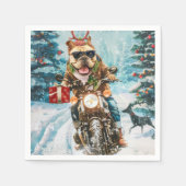 Kerstman Bulldog op Motorfiets Servet (Voorkant)