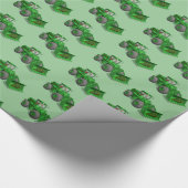 Kerstman Bulldozerbestuurder Cadeaupapier (Hoek)
