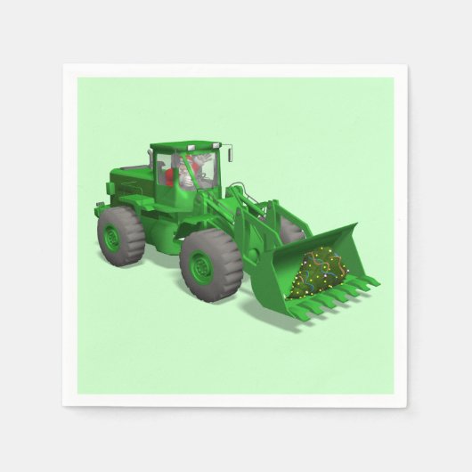 Kerstman Bulldozerbestuurder Servet (Voorkant)