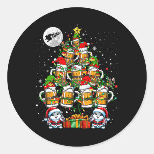 Kerstman Bunnies en bier Gles kerstboom drinker Ronde Sticker