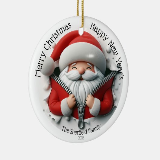 Kerstman - Busted Rits Gepersonaliseerde Kerstmis Keramisch Ornament (Rechts)