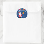 Kerstman cadeau elf vrolijke kerst ronde sticker (Tas)