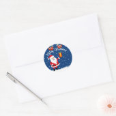 Kerstman cadeau elf vrolijke kerst ronde sticker (Envelop)
