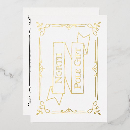 Kerstman Cadeaucertificaat Wit &  Folie Feestdagenkaart (Voorkant / Achterkant)