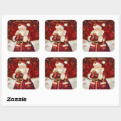 Kerstman cadeaukaartstickers vierkante sticker (Vel)