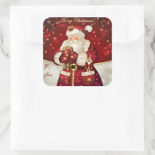 Kerstman cadeaukaartstickers vierkante sticker (Tas)