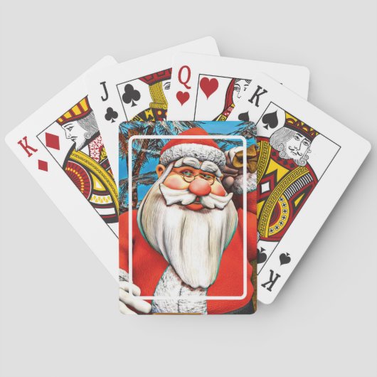 Kerstman Cadeaupak Sneeuwbos Kunst Pokerkaarten (Achterkant)
