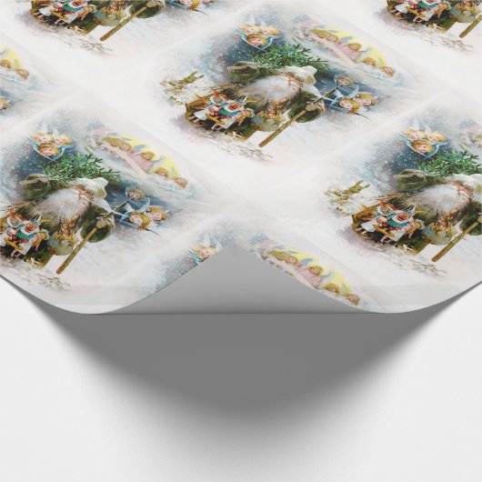  kerstman cadeaupapier (Hoek)