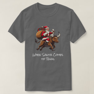 Kerstman Cadeaus bezorgen op Texas Longhorn Bull # T-shirt
