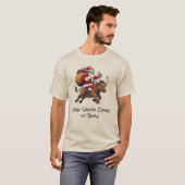 Kerstman Cadeaus bezorgen op Texas Longhorn Bull # T-shirt (Voorkant volledig)