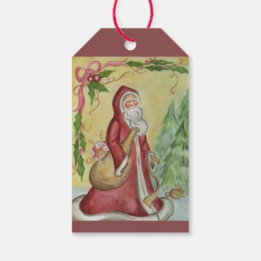 Kerstman cadeautag uit de oude doos cadeaulabel (Achterkant)