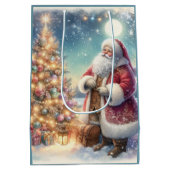 Kerstman cadeautaszak vintage medium cadeauzakje (Achterkant)