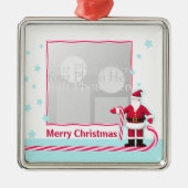Kerstman, Candy Cane en Sterren Kerstmis Foto Metalen Ornament (Voorkant)