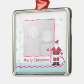 Kerstman, Candy Cane en Sterren Kerstmis Foto Metalen Ornament (Links)