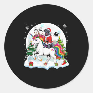 Kerstman Cane Corso Rijdt Eenhoorn Rendier Kerstmi Ronde Sticker
