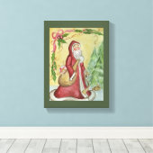 Kerstman Canvas Kunstprint Afdruk (Insitu (Houten vloer))
