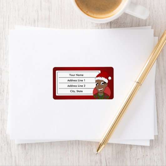 Kerstman cartoon etiket (Insitu)