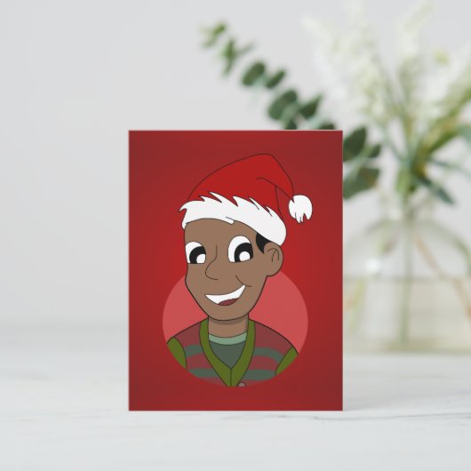 Kerstman cartoon feestdagenkaart (Staand voorkant)