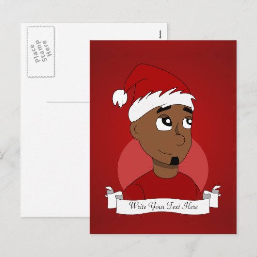 Kerstman cartoon feestdagenkaart (Voorkant / Achterkant)